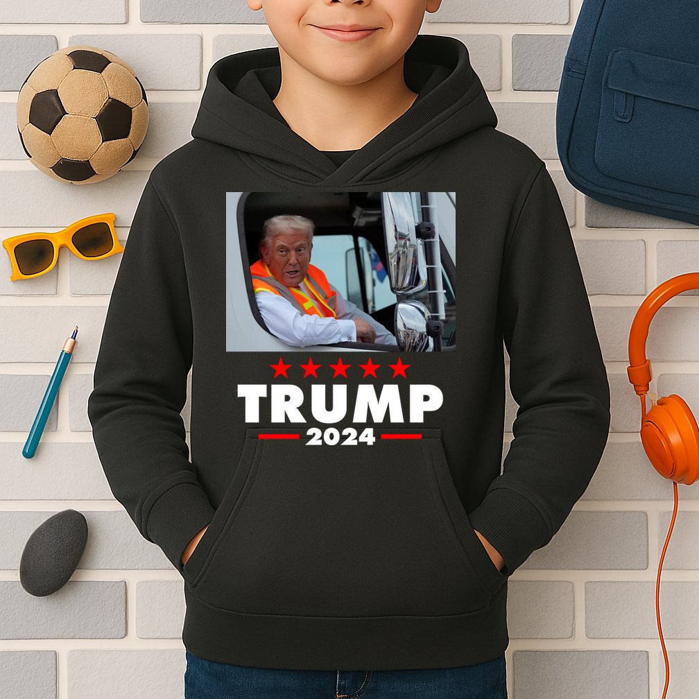 Garbage Truck Trump 2024 Kids Hoodie