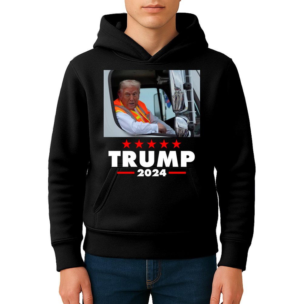 Garbage Truck Trump 2024 Kids Hoodie