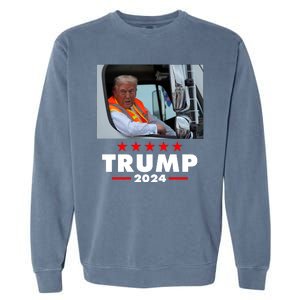 Garbage Truck Trump 2024 Garment-Dyed Sweatshirt