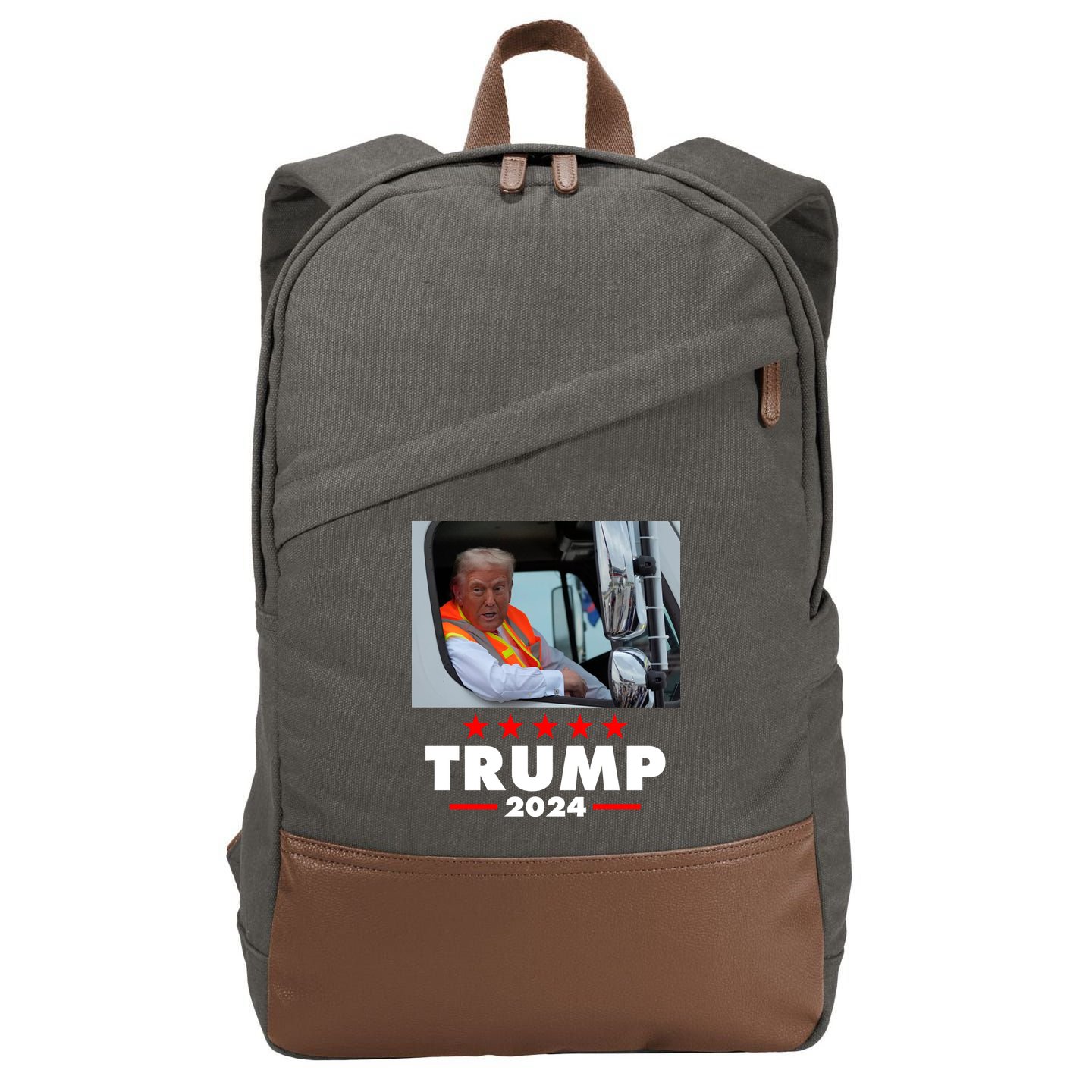 Garbage Truck Trump 2024 Cotton Canvas Backpack