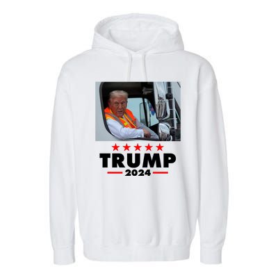 Garbage Truck Trump 2024 Garment-Dyed Fleece Hoodie