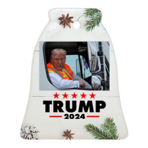 Garbage Truck Trump 2024 Ceramic Bell Ornament