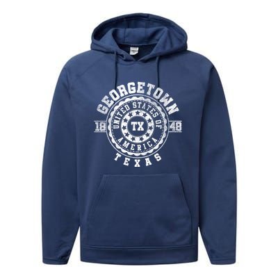 Georgetown Tx Texas Vintage City S Meaningful Gift Performance Fleece Hoodie