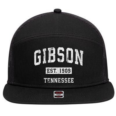 Gibson Tennessee Tn Vintage Athletic Sports 7 Panel Mesh Trucker Snapback Hat