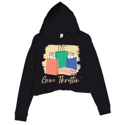 Gone Thriftin' Thrifting Queen Bargain Hunting Cute Gift Crop Fleece Hoodie