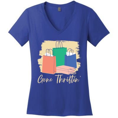 Gone Thriftin' Thrifting Queen Bargain Hunting Cute Gift Women's V-Neck T-Shirt