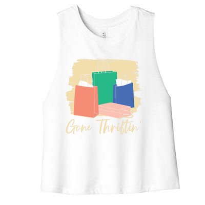 Gone Thriftin' Thrifting Queen Bargain Hunting Cute Gift Women's Racerback Cropped Tank