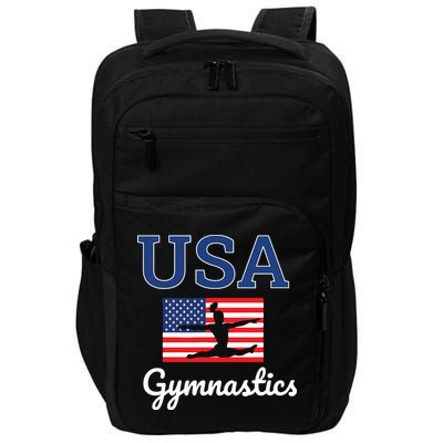 Girl Tumbling Team Gear Gymnast Gymnastics USA American Flag Impact Tech Backpack