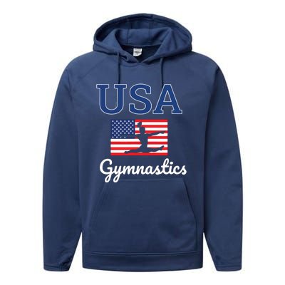 Girl Tumbling Team Gear Gymnast Gymnastics USA American Flag Performance Fleece Hoodie