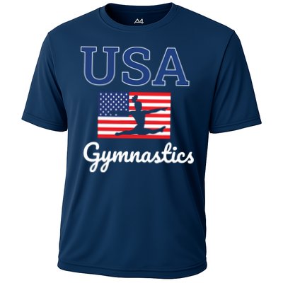 Girl Tumbling Team Gear Gymnast Gymnastics USA American Flag Cooling Performance Crew T-Shirt