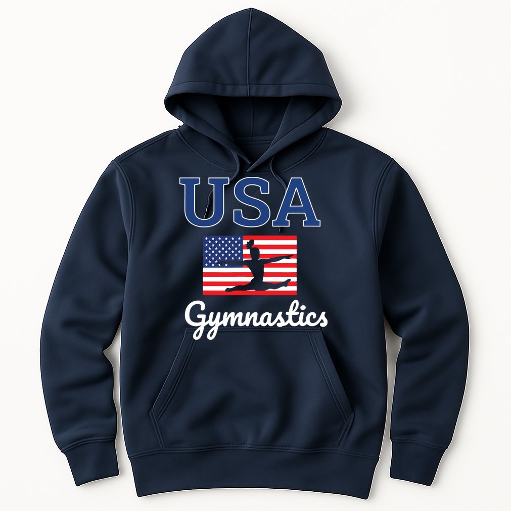 Girl Tumbling Team Gear Gymnast Gymnastics USA American Flag Hoodie