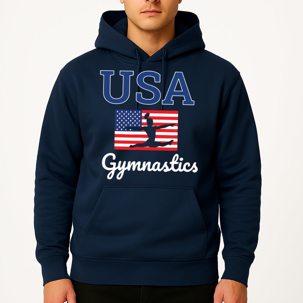 Girl Tumbling Team Gear Gymnast Gymnastics USA American Flag Hoodie