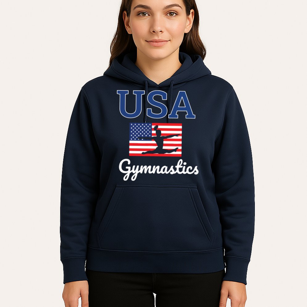Girl Tumbling Team Gear Gymnast Gymnastics USA American Flag Hoodie