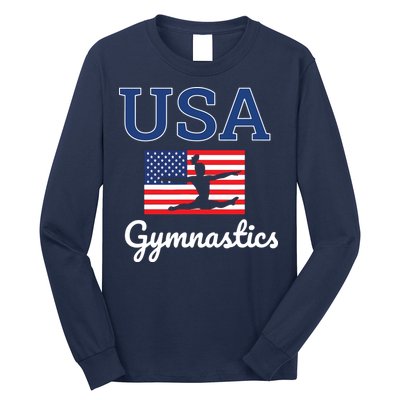 Girl Tumbling Team Gear Gymnast Gymnastics USA American Flag Long Sleeve Shirt