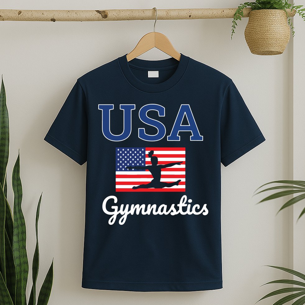 Girl Tumbling Team Gear Gymnast Gymnastics USA American Flag T-Shirt