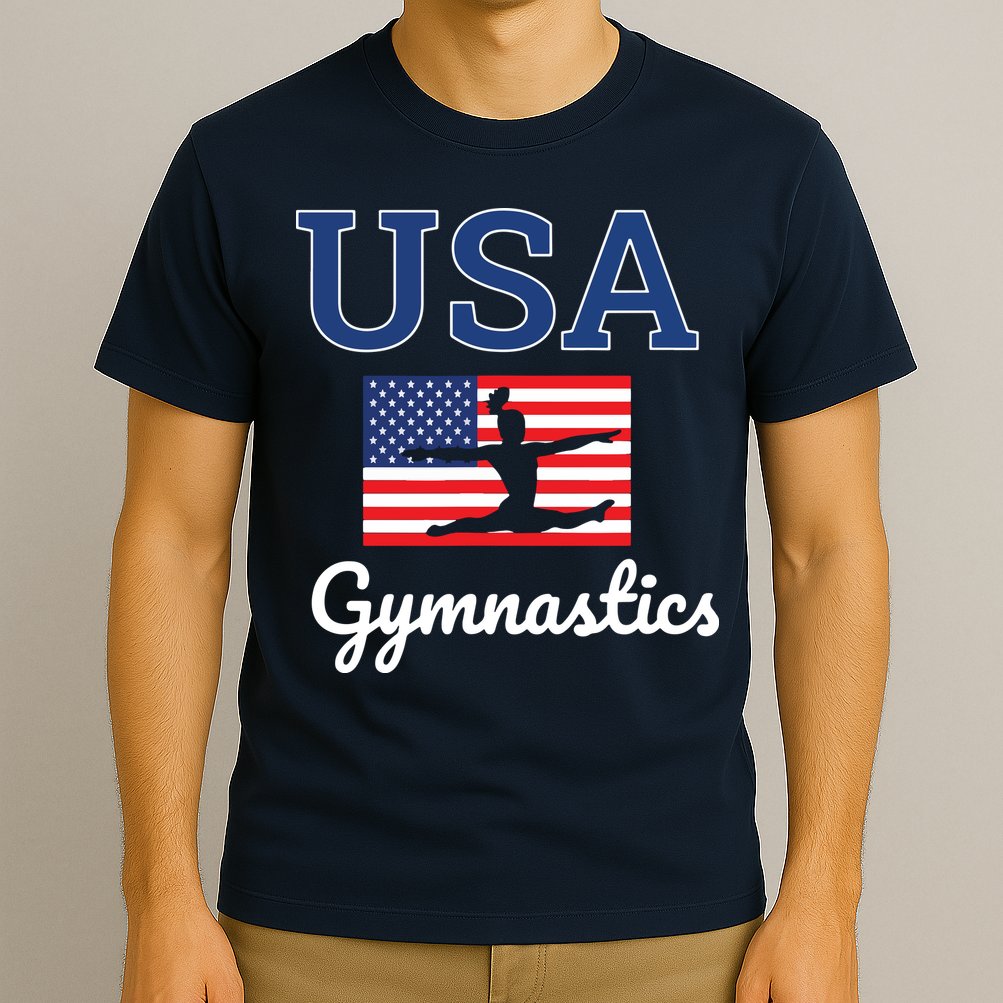 Girl Tumbling Team Gear Gymnast Gymnastics USA American Flag T-Shirt