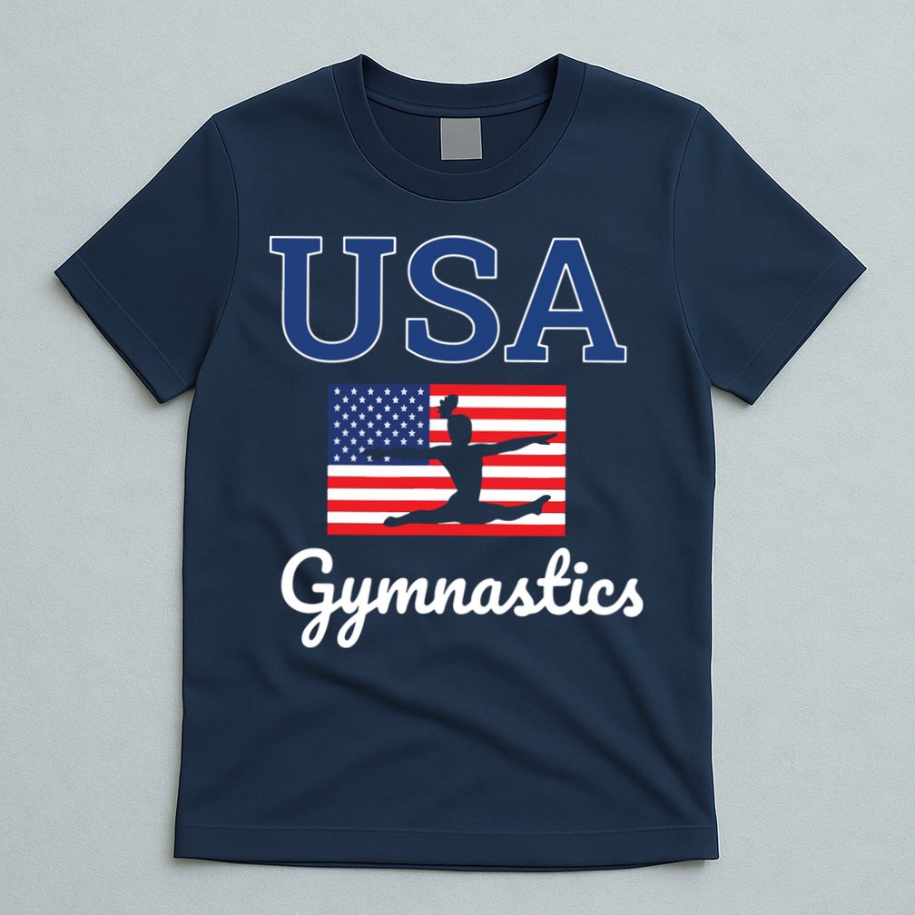 Girl Tumbling Team Gear Gymnast Gymnastics USA American Flag T-Shirt