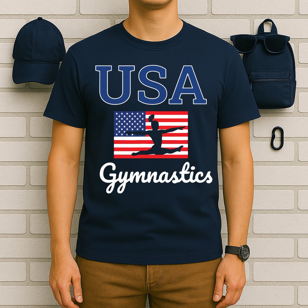 Girl Tumbling Team Gear Gymnast Gymnastics USA American Flag T-Shirt