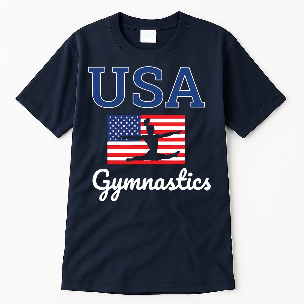 Girl Tumbling Team Gear Gymnast Gymnastics USA American Flag Tall T-Shirt