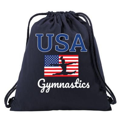 Girl Tumbling Team Gear Gymnast Gymnastics USA American Flag Drawstring Bag