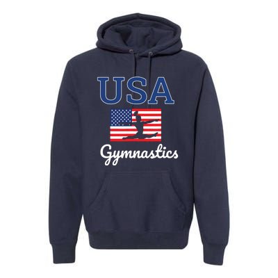 Girl Tumbling Team Gear Gymnast Gymnastics USA American Flag Premium Hoodie