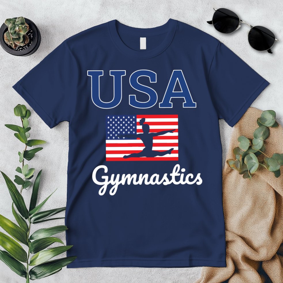 Girl Tumbling Team Gear Gymnast Gymnastics USA American Flag Premium T-Shirt