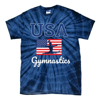 Girl Tumbling Team Gear Gymnast Gymnastics USA American Flag Tie-Dye T-Shirt