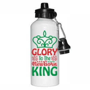 Glory To The Newborn King Aluminum Water Bottle