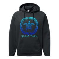 Grand Turk, Turks & Caicos Vintage Tribal Turtle Vacation Performance Fleece Hoodie