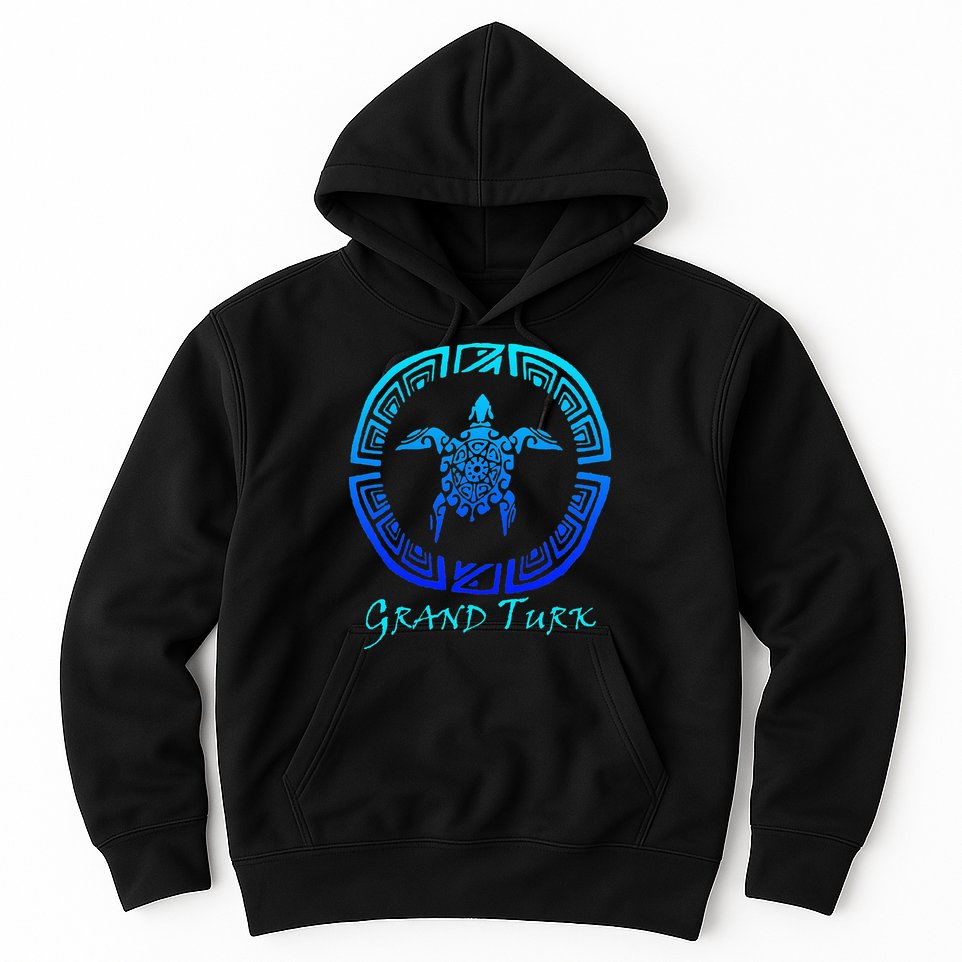 Grand Turk, Turks & Caicos Vintage Tribal Turtle Vacation Hoodie