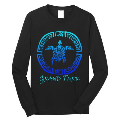 Grand Turk, Turks & Caicos Vintage Tribal Turtle Vacation Long Sleeve Shirt