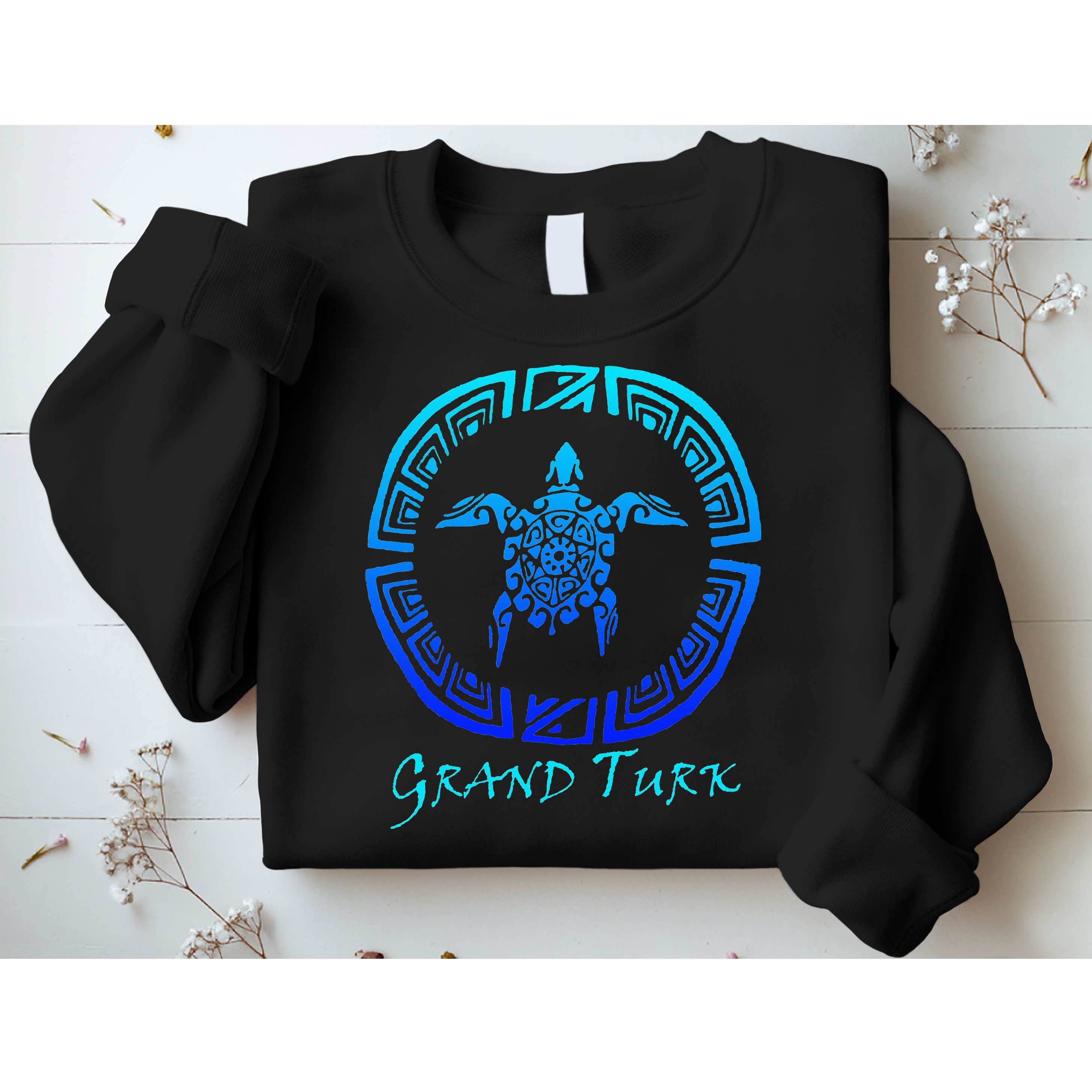 Grand Turk, Turks & Caicos Vintage Tribal Turtle Vacation Sweatshirt