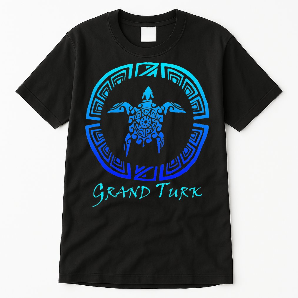 Grand Turk, Turks & Caicos Vintage Tribal Turtle Vacation Tall T-Shirt