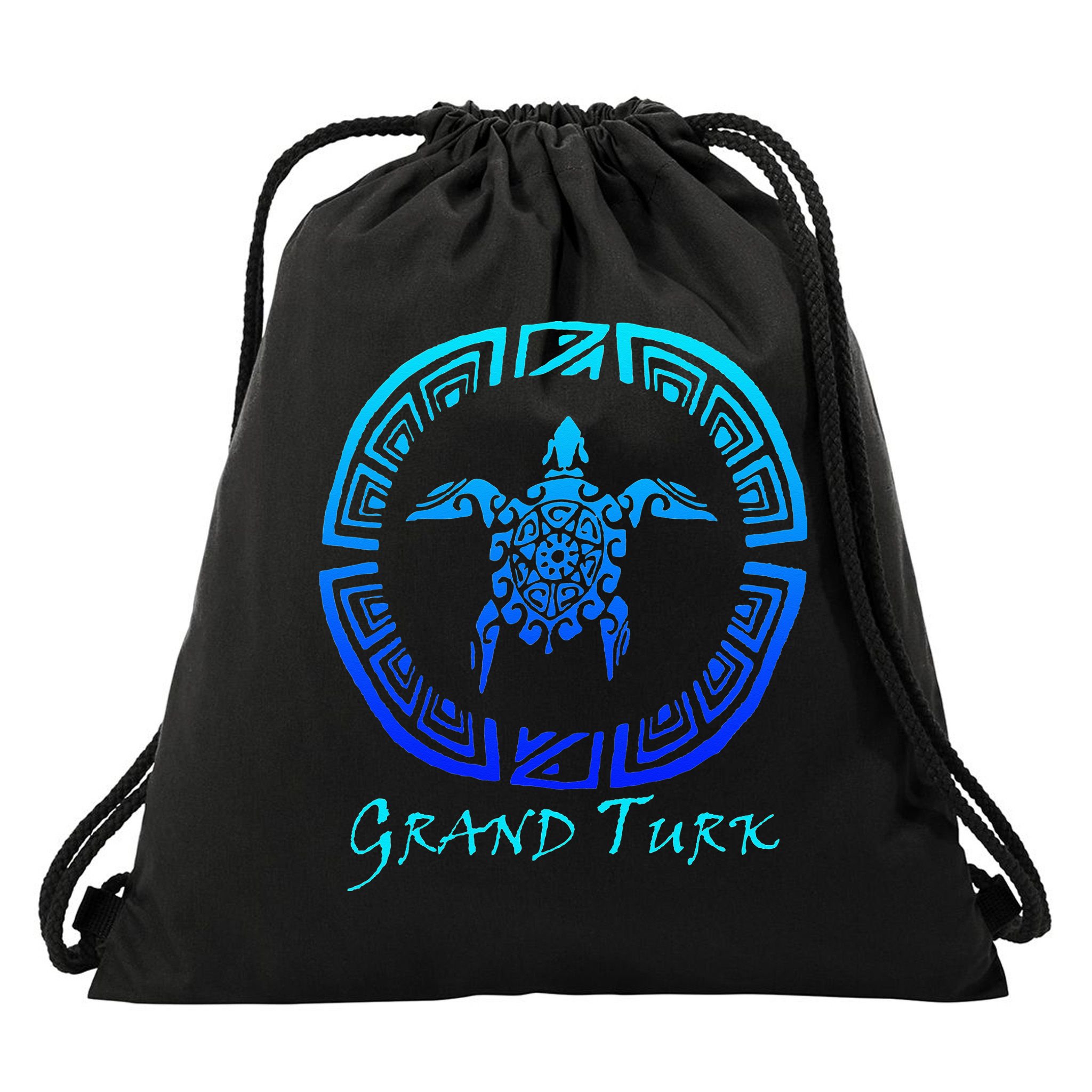 Grand Turk, Turks & Caicos Vintage Tribal Turtle Vacation Drawstring Bag