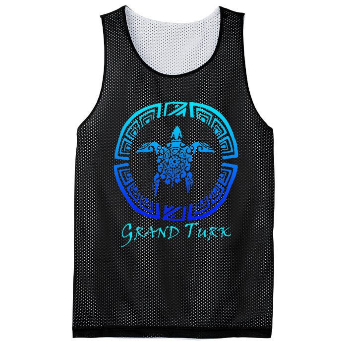 Grand Turk, Turks & Caicos Vintage Tribal Turtle Vacation Mesh Reversible Basketball Jersey Tank