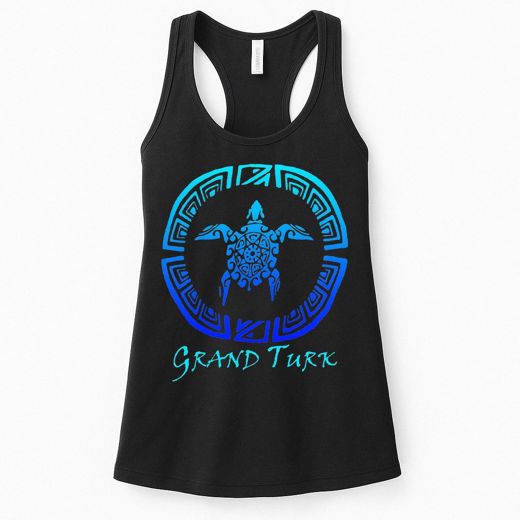 Grand Turk, Turks & Caicos Vintage Tribal Turtle Vacation Womens Tank Top
