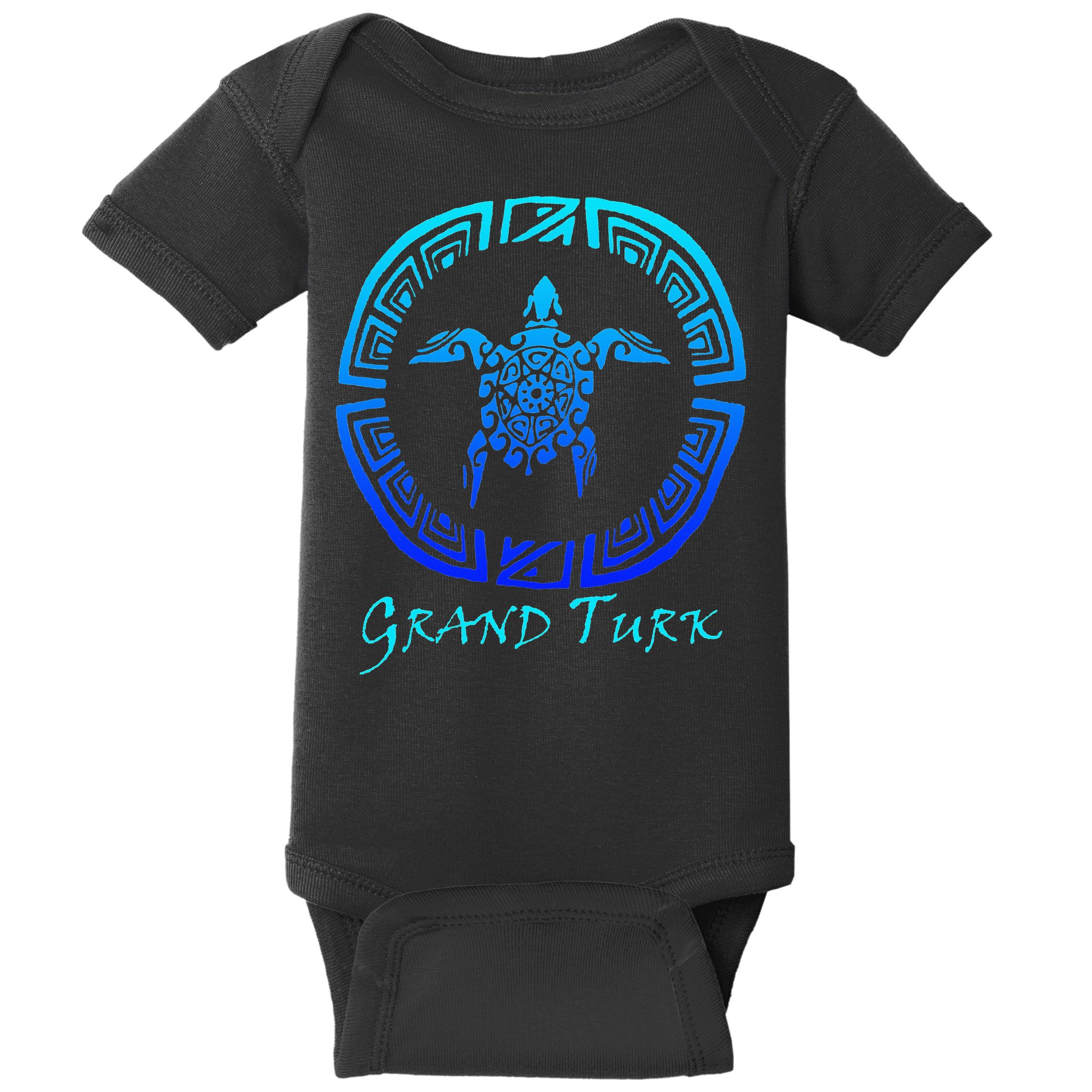 Grand Turk, Turks & Caicos Vintage Tribal Turtle Vacation Baby Bodysuit