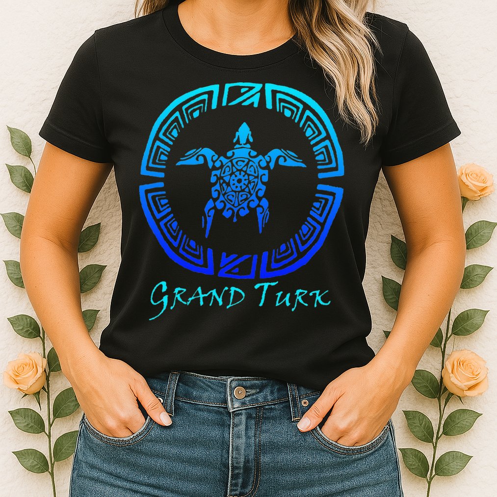 Grand Turk, Turks & Caicos Vintage Tribal Turtle Vacation Womens T-Shirt