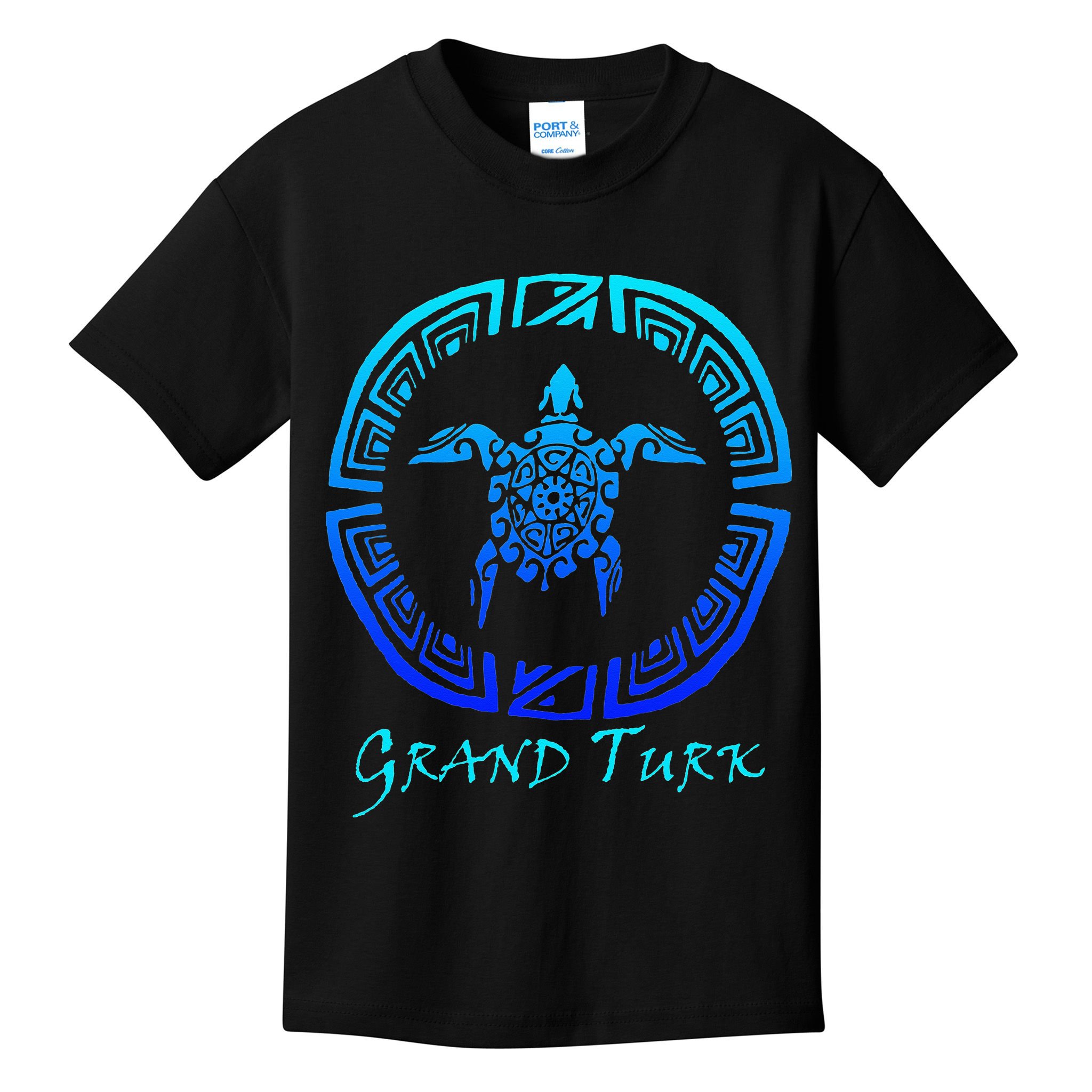 Grand Turk, Turks & Caicos Vintage Tribal Turtle Vacation Kids T-Shirt