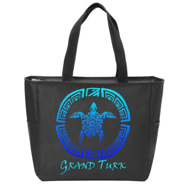 Grand Turk, Turks & Caicos Vintage Tribal Turtle Vacation Zip Tote Bag