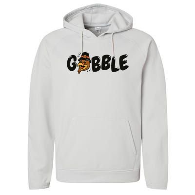 Gobble Turkey Thanksgiving Holiday Cute Performance Fleece Hoodie