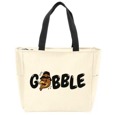 Gobble Turkey Thanksgiving Holiday Cute Zip Tote Bag