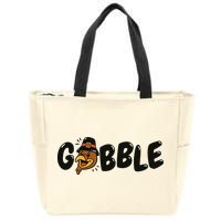 Gobble Turkey Thanksgiving Holiday Cute Zip Tote Bag