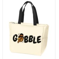 Gobble Turkey Thanksgiving Holiday Cute Zip Tote Bag