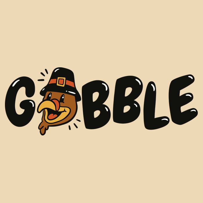 Gobble Turkey Thanksgiving Holiday Cute Zip Tote Bag