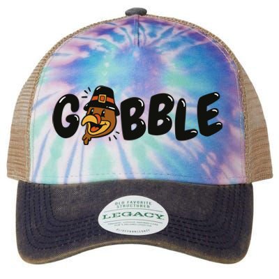 Gobble Turkey Thanksgiving Holiday Cute Legacy Tie Dye Trucker Hat