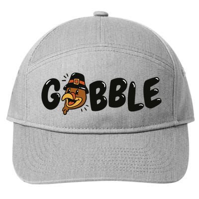 Gobble Turkey Thanksgiving Holiday Cute 7-Panel Snapback Hat