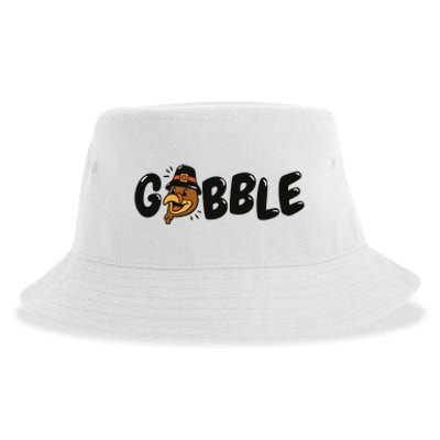 Gobble Turkey Thanksgiving Holiday Cute Sustainable Bucket Hat