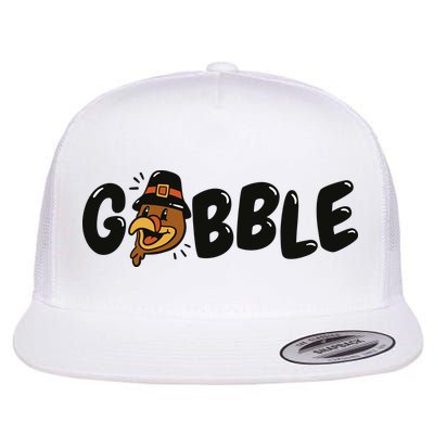 Gobble Turkey Thanksgiving Holiday Cute Flat Bill Trucker Hat