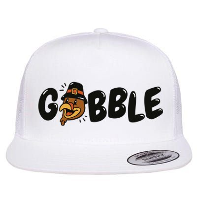 Gobble Turkey Thanksgiving Holiday Cute Flat Bill Trucker Hat